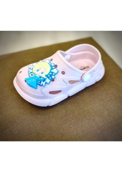Terlik Sandalet Pudra Frozen Detaylı