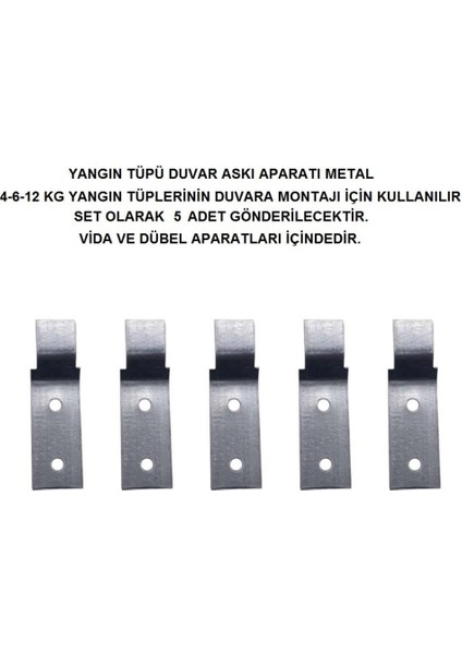 Yangın Tüpü Askı Aparatı Metal 5'li Set Vida Dübel Dahil