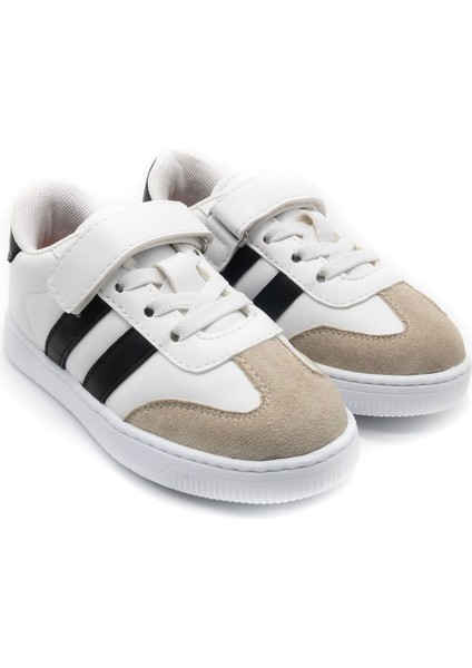 RAMBA DERİ GÖRÜNÜMLÜ MESH ASTARLI ÇOCUK SNEAKER - BEYAZ - 4002 - 30