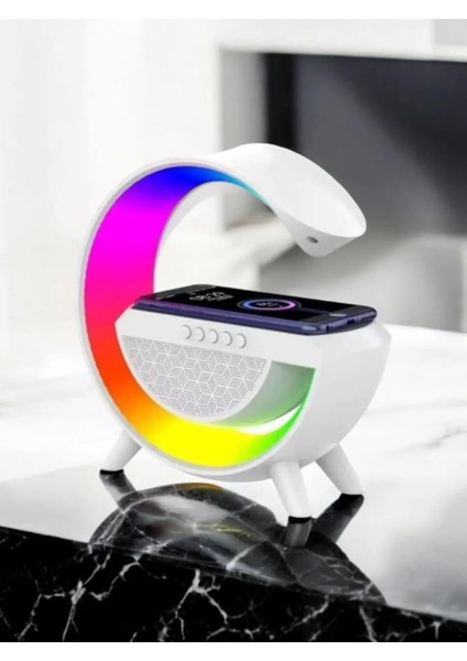 Kablosuz Şarj Istasyonu Bluetooth Hoparlörlü ve Radyolu Rgb LED Işıklı Masa ve Gece Lambası fiyatları