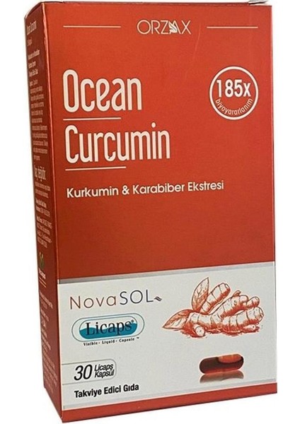 Orzax Ocean Curcumin Karabiber Ekstresi Takviye Edici Gıda 30 Kapsül