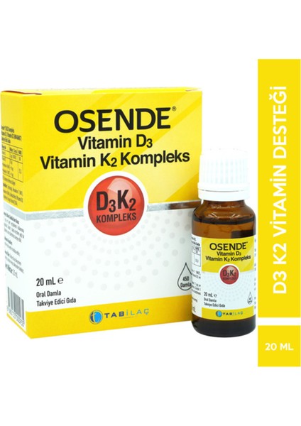 Vitamin D3K2 Kompleks Damla 20 ml D3 K2 Vitamini + Hediye Diş Beyazlatıcı Köpük