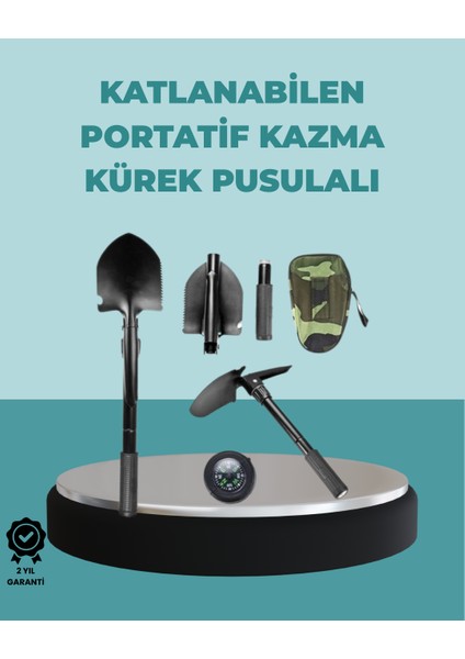 Çok Işlevli Bahçe ve Kamp Aleti – Pusulalı ve Kaymaz Saplı