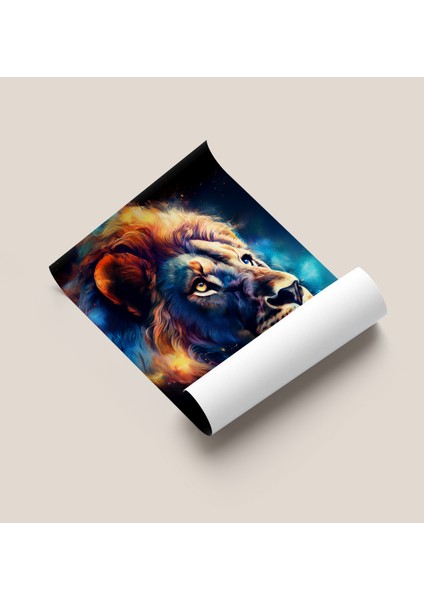 Çerçevesiz Poster Renkli Aslan, Dijital Baskı Aslan Poster, Ofis, Salon Dekorasyon, Aslan Posteri fiyatları