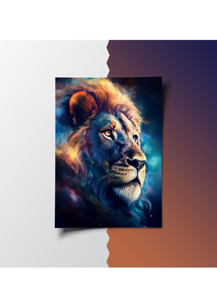 Çerçevesiz Poster Renkli Aslan, Dijital Baskı Aslan Poster, Ofis, Salon Dekorasyon, Aslan Posteri fırsatları