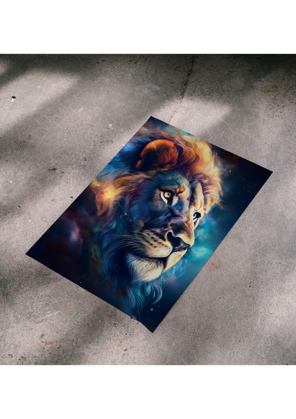 Çerçevesiz Poster Renkli Aslan, Dijital Baskı Aslan Poster, Ofis, Salon Dekorasyon, Aslan Posteri indirimleri