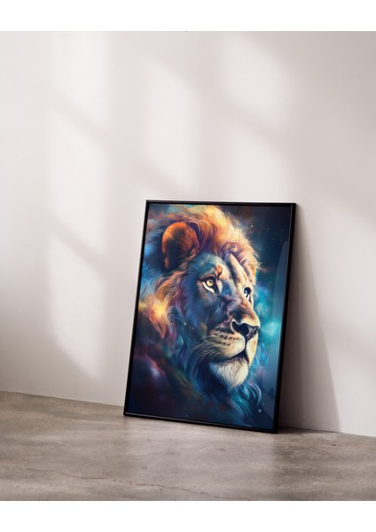 Çerçevesiz Poster Renkli Aslan, Dijital Baskı Aslan Poster, Ofis, Salon Dekorasyon, Aslan Posteri