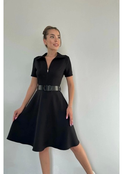 Siyah Kemerli Spor Elbise