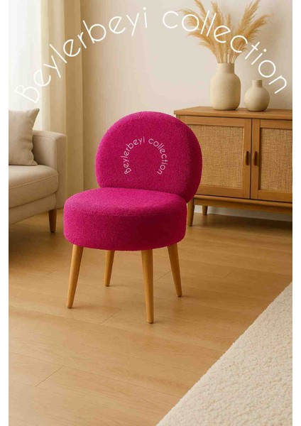 Makyaj Masası Pufu, Sırtlı Puf, Tedy Kumaş, Dekoratif Puf ,berjer