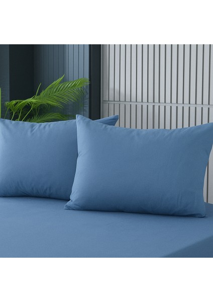 Cs Ilkim 2 Adet Mavi Pamuklu Fermuarlı 50X70 cm Yastık Kılıfı