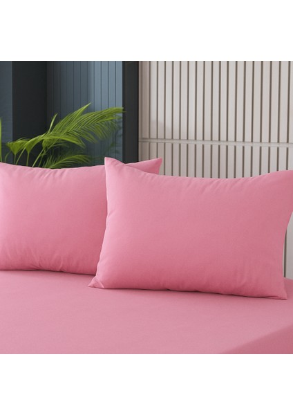 Cs Ilkim 2 Adet Pembe Pamuklu Fermuarlı 50X70 cm Yastık Kılıfı