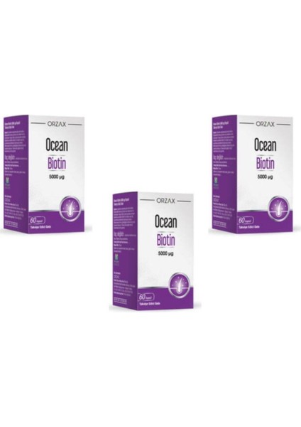 Orzax Ocean Biotin 5000 Mcg 60 Kapsül 3'lü