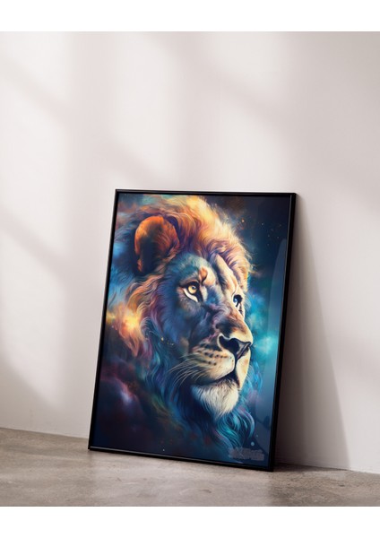 Metal Çerçeveli Gerçek Camlı Tablo Aslan Temalı, Dijital Baskı , Ev Ofis Tablo, Aslanlı Tablo fiyatları