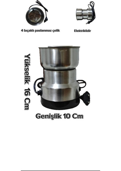 Elektrikli Öğütücü, Baharat, Kahve, Tahıl, Fındık, Ceviz ve Tohumlar Için Metal Makine