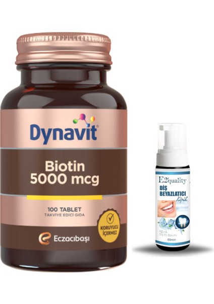 Biotin 5000 Mcg 100 Tablet + Hediye Diş Beyazlatıcı Köpük