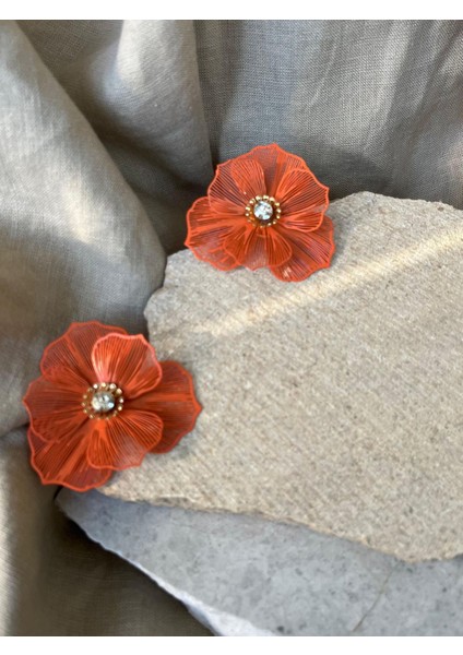 Turuncu Telli Çiçek Küpe fiyatları