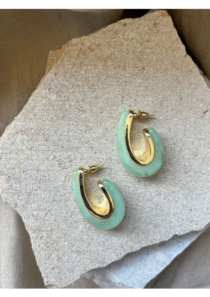 Yeşil Taşlı U Küpe