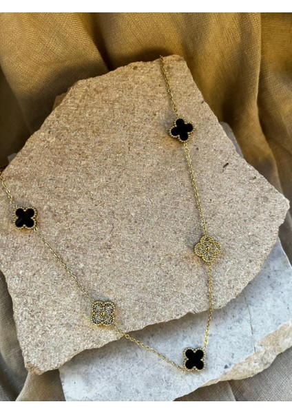 Siyah Yonca ve Taşlı Yonca Kolye fiyatları