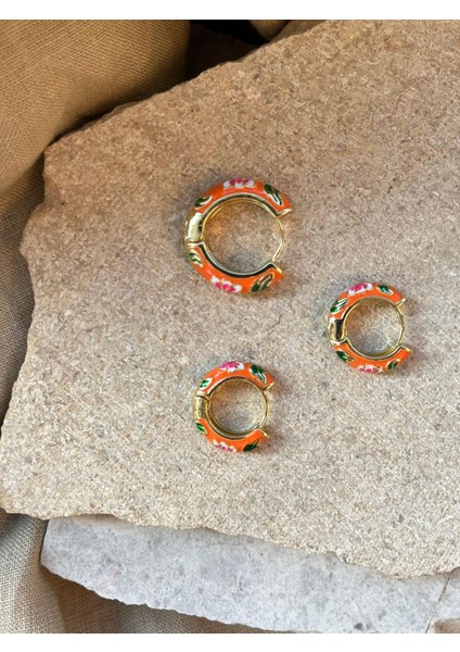 Turuncu Mineli Üçlü Küpe fiyatları