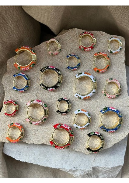 Turuncu Mineli Üçlü Küpe modelleri