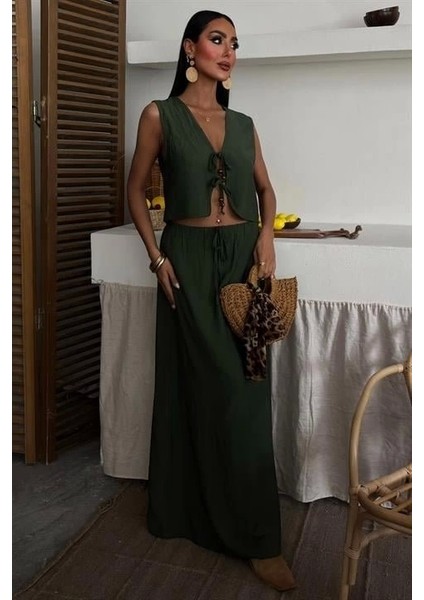 Yelek Önden Bağlamalı Uzun Etekli Takım 10192