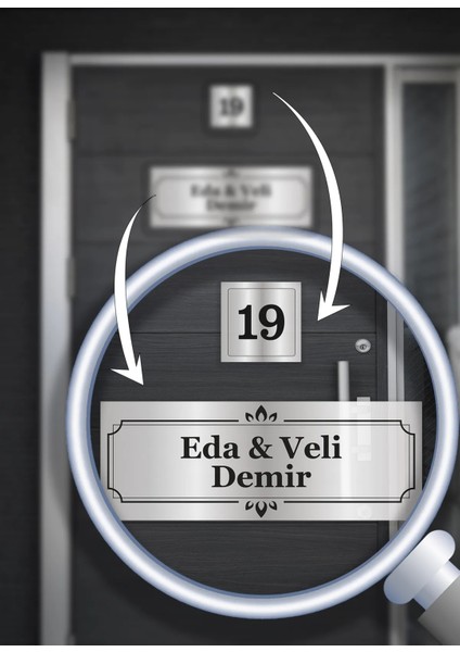 Kişiye Özel Kapı Isimliği | Alüminyum 15X5 cm | Kapı Numaralı