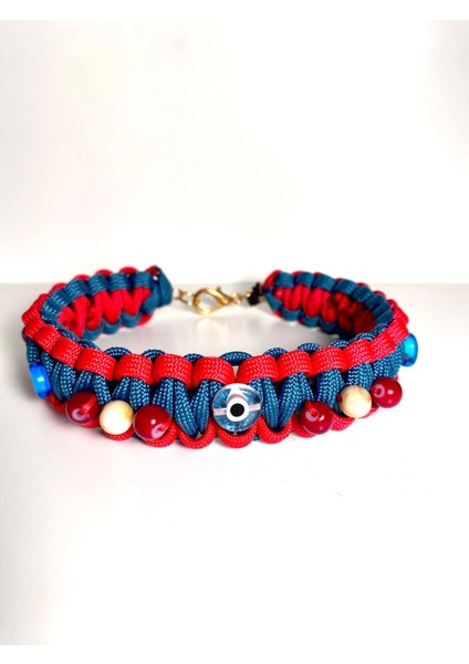 El Yapımı Dayanıklı ve Sağlıklı Çok Renkli Paracord Nazar Boncuklu Kedi & Köpek Kolyesi modelleri