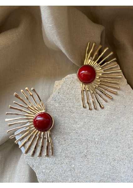 Kırmızı Taşlı Telli Küpe fiyatları