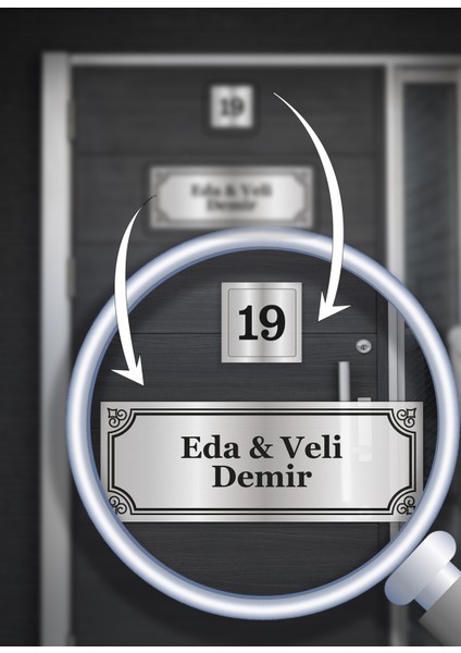 2'li Set Set Kapı Isimliği ve Kapı Numarası - Kişiye Özel modelleri