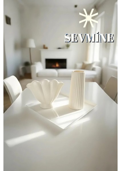 ✨ Krem Duo 2’li Bohem & Iskandinav Krem Vazo Seti – Çizgili & Istiridye Form fırsatları