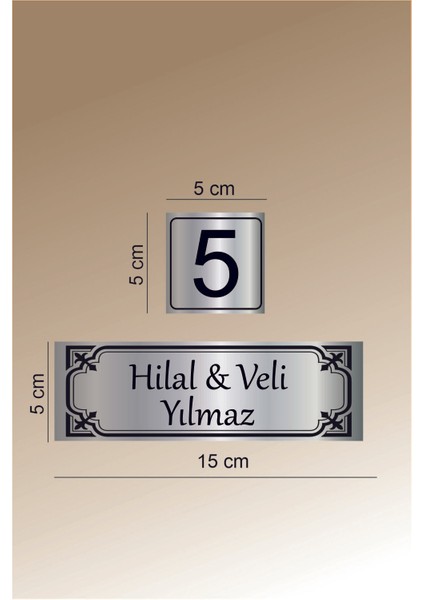Metal Kapı Isimliği ve Numarası - Altın ve Gümüş Renk Seçenekli (15X5 cm & 5x5 Cm) indirimleri