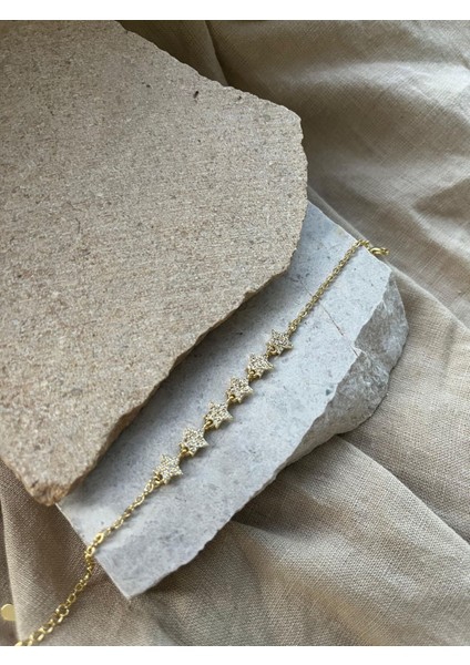 Altın Rengi Taşlı Yıldız Bileklik