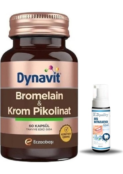 Bromelain Krom Pikolinat 60 Kapsül + Hediye Diş Beyazlatıcı Köpük