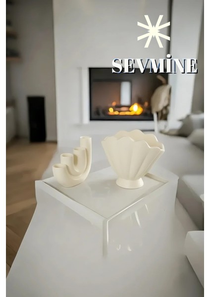 ✨ Krem Duo 2’li Vazo & Mumluk Seti – Istiridye Form Vazo & 4’lü U Form Krem Mumluk fiyatları