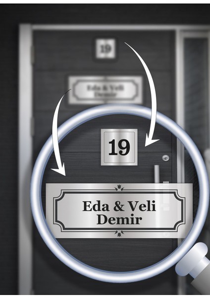 Kişiye Özel Alüminyum Kapı Isimliği | 15X5 cm | Isim ve Numara Yazılabilir | Şık Tasarım