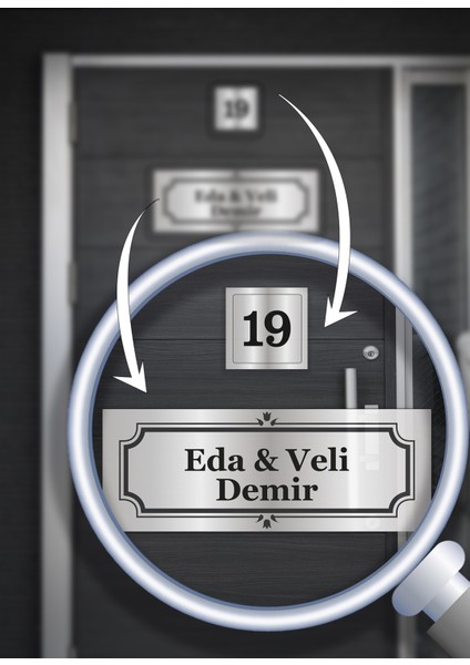 Kişiye Özel Alüminyum Kapı Isimliği | 15X5 cm | Isim ve Numara Yazılabilir | Şık Tasarım modelleri