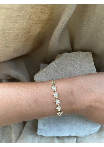 Altın Rengi Taşlı Yıldız Bileklik fiyatları