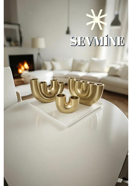 ✨ Golden Trio 3’lü Mumluk Seti – Iskandinav & Bohem Altın Masa Dekoru modelleri