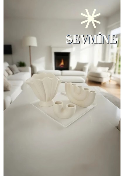 ✨ Krem Denge 3’lü Vazo & Mumluk Seti – Bohem & Iskandinav Krem Masa Dekoru fiyatları