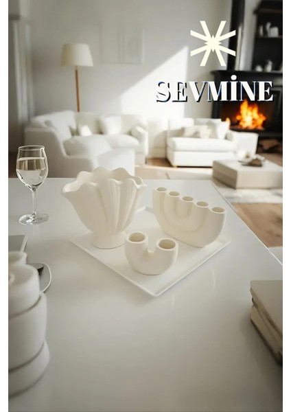 ✨ Krem Denge 3’lü Vazo & Mumluk Seti – Bohem & Iskandinav Krem Masa Dekoru fırsatları