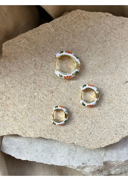 Beyaz Mineli Üçlü Küpe fiyatları