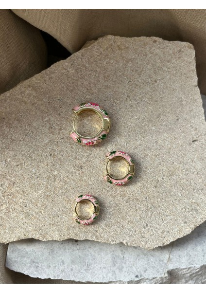 Pembe Mineli Üçlü Küpe fiyatları