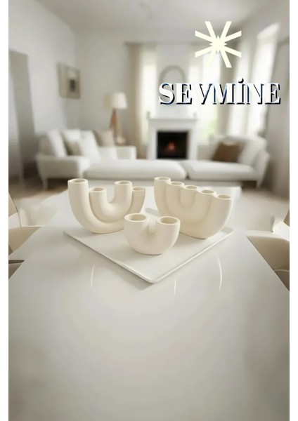 ✨ Krem Trio 3’lü Mumluk Seti – Iskandinav & Bohem Krem Masa Dekoru fiyatları