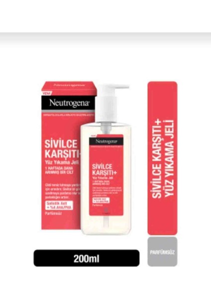 Sivilce Karşıtı+ Yüz Yıkama Jeli Parfümsüz 200 ml