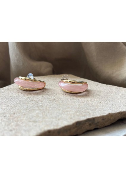 Açık Pembe Taşlı Yarım Ay Küpe fiyatları