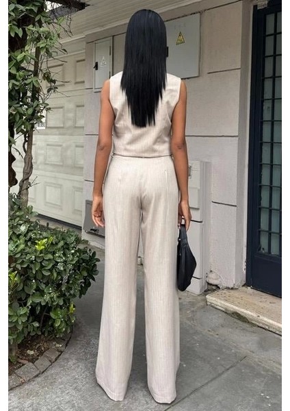 Yeleği Çapraz Detay Düğmeli Cepli Yelekli Takım 10150 fırsatları