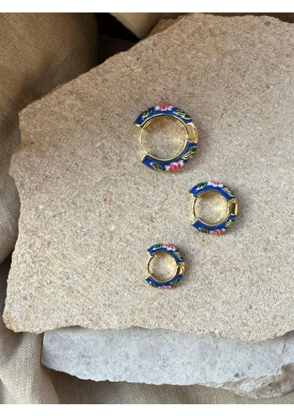 Mavi Mineli Üçlü Küpe fiyatları