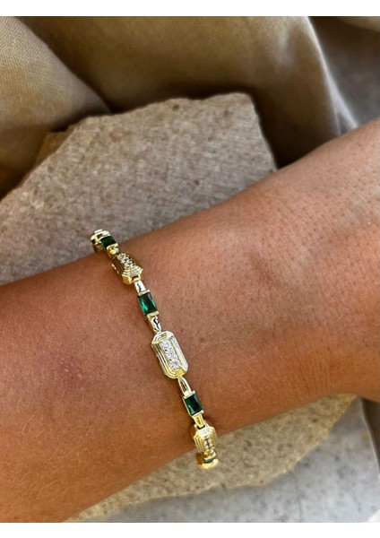 14K Yeşil ve Parıltı Taşlı Bileklik modelleri