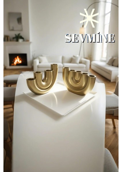 ✨ Golden Trio 2’li Mumluk Seti – Iskandinav & Bohem Altın Masa Dekoru