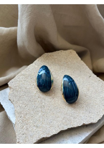 Mavi Taşlı Çekirdek Küpe